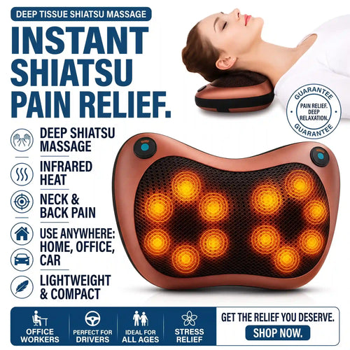 Infrared Shiatsu Back and Neck Massage Pillow - Orthilife™
