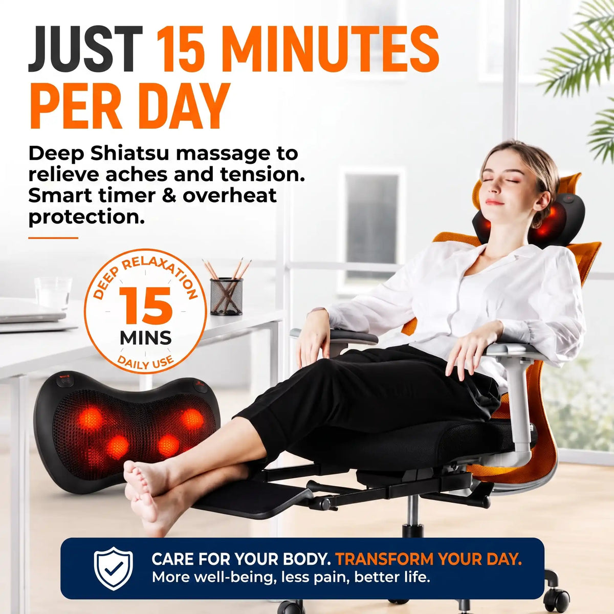 Infrared Shiatsu Back and Neck Massage Pillow - Orthilife™