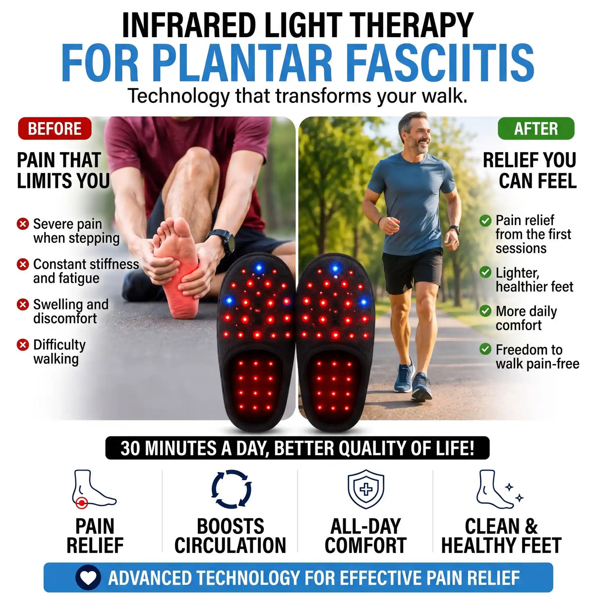 Infrared Light Therapy Slipper for Plantar Fasciitis - Orthilife™
