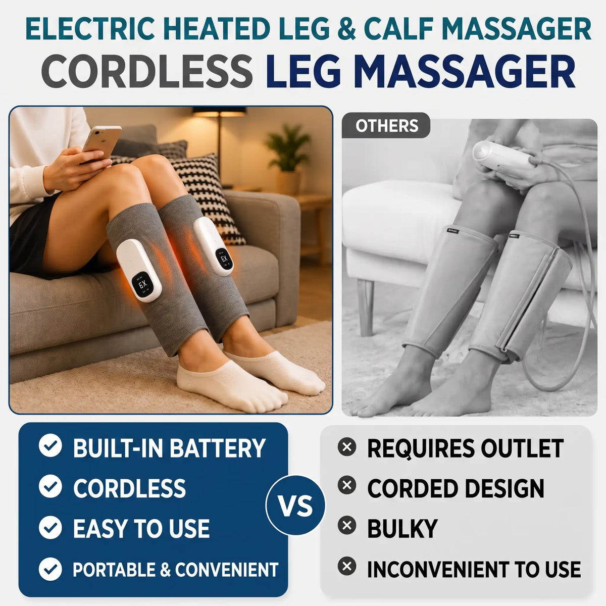 Cordless Heated Knee & Calf Massager - Orthilife™