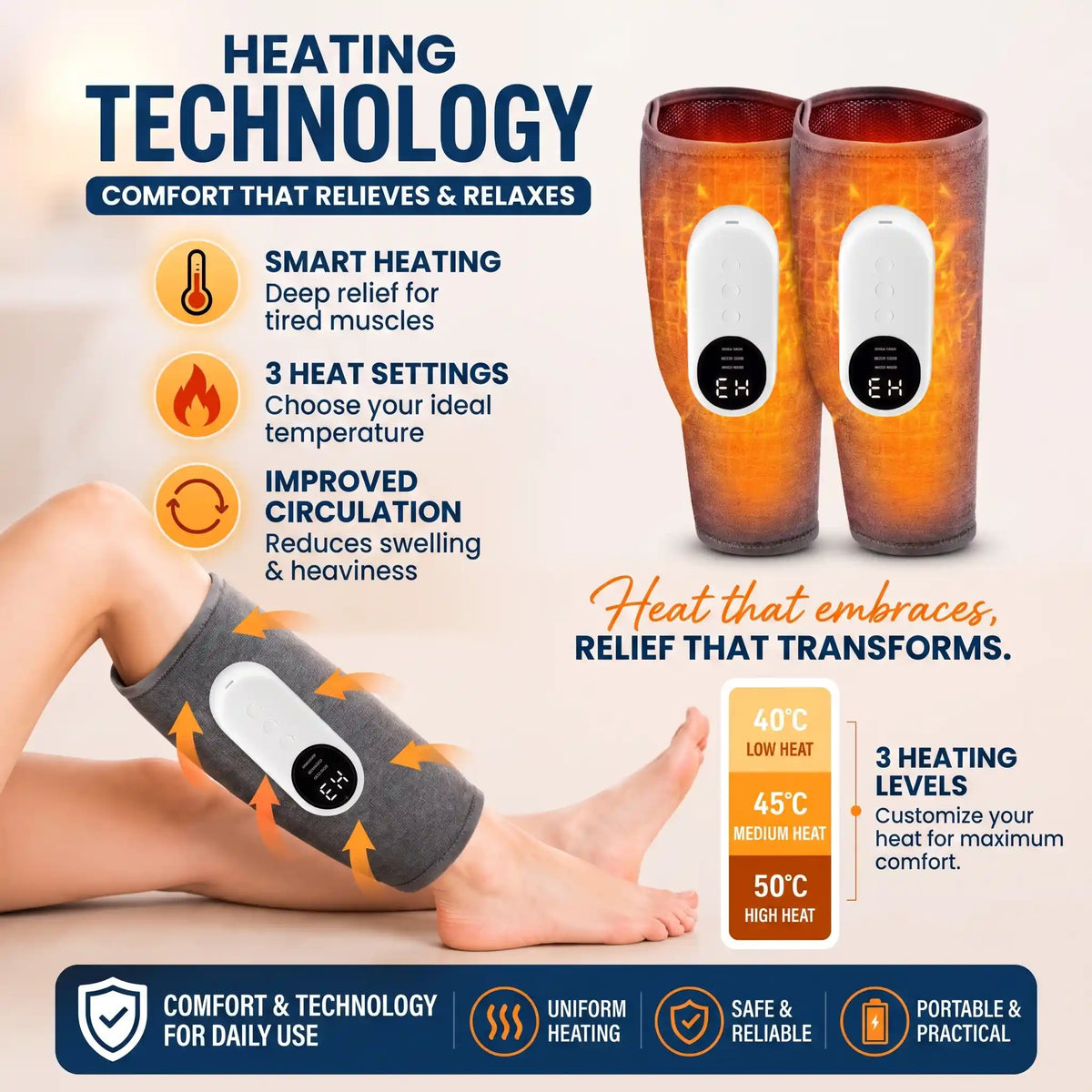 Cordless Heated Knee & Calf Massager - Orthilife™