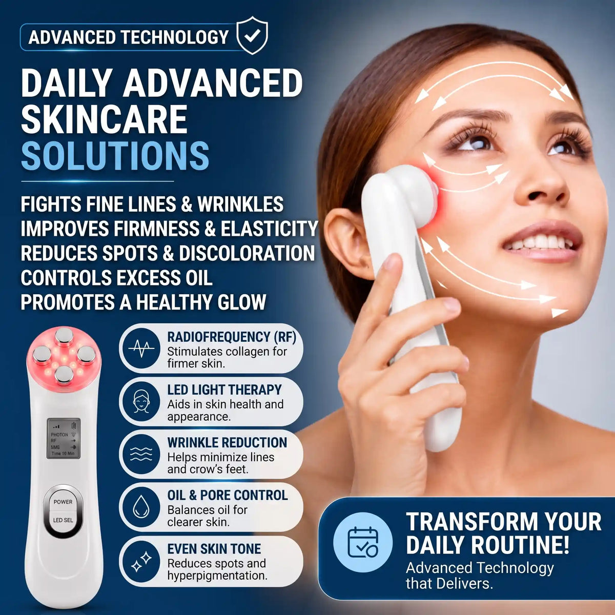5-in-1 RF & LED Facial Massager - Orthilife™